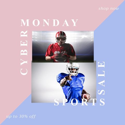 Cyber Monday Football Sports Sale Promotion Poster - Download Free Stock Templates Pikwizard.com