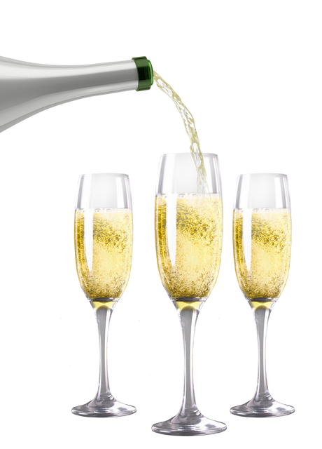 Champagne Pouring into Three Glasses Transparent Background - Download Free Stock Videos Pikwizard.com