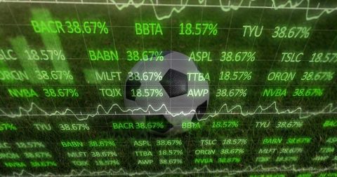 Soccer ball with stock data overlay blending sports and finance