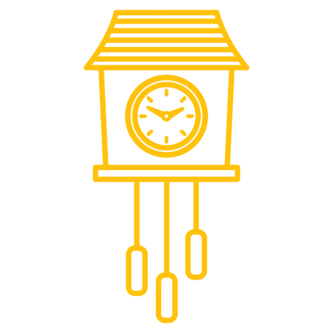 Transparent digital cuckoo clock with weights illustration