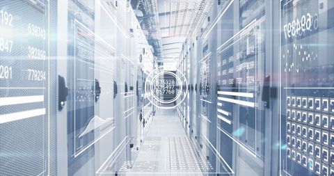 Digital Futuristic Data Center with Analytics Graphics Overlay - Download Free Stock Images Pikwizard.com