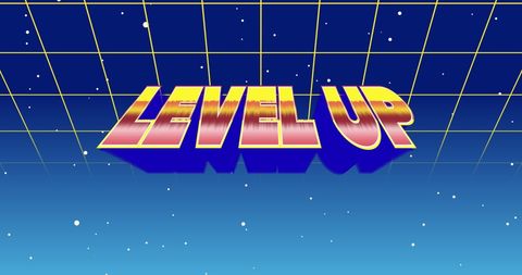 retro video game graphic design with level up message - Download Free Stock Images Pikwizard.com