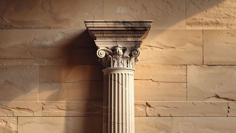 elegant corinthian column against sandstone wall - Download Free Stock Images Pikwizard.com