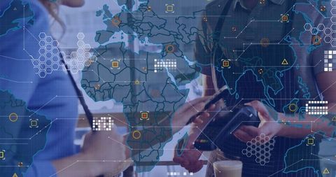Digital payment concept with world map overlay