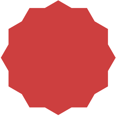 Red abstract geometric shape with transparent edges