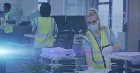 Office Disinfection Compliance with Safety Gear For Worker Protection