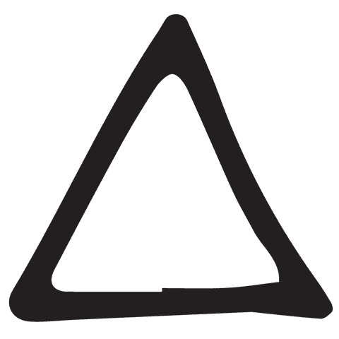Black hand drawn triangle outline on transparent background