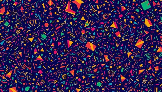 Geometric Neon Shapes on Deep Navy Background