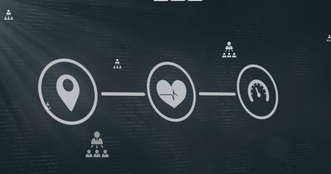 Digital interface with media icons on green background