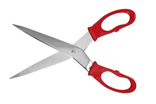 Close-up of open transparent red scissor with isolated background - Download Free Stock Videos Pikwizard.com