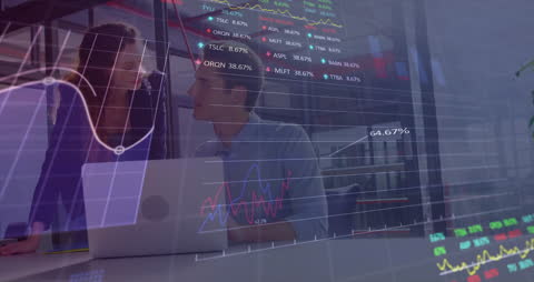 Financial Analysts Examining Animated Data Technology