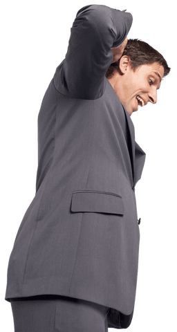 Happy Caucasian Businessman Celebrating Success on Transparent Background