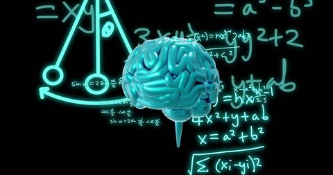 Digital Brain with Spinning Mind over Mathematical Equations - Download Free Stock Images Pikwizard.com
