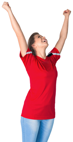 transparent cheering woman in red shirt celebrating victory - Download Free Stock Videos Pikwizard.com