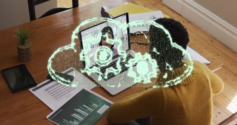 Virtual meeting and technology connection concept