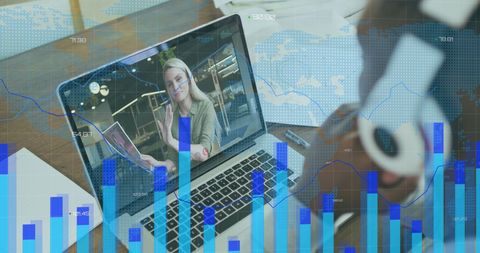 Global Business Meeting with Financial Data Overlay