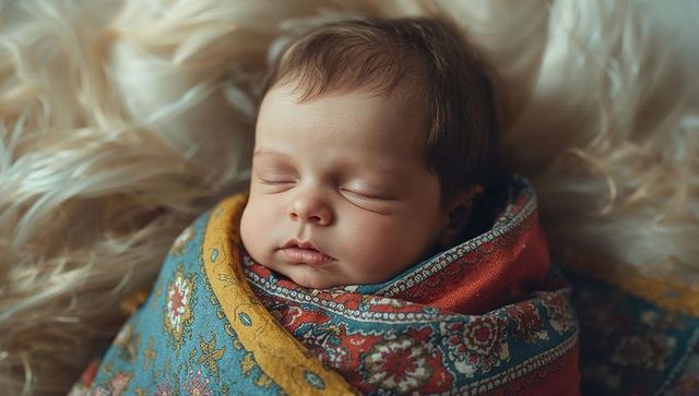 Serene sleeping newborn on soft cream-toned fur