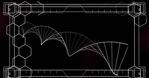 Futuristic DNA Structure with Hexagonal Frame