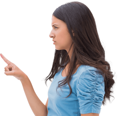 Focused Businesswoman pointing with finger on transparent background - Download Free Stock Videos Pikwizard.com