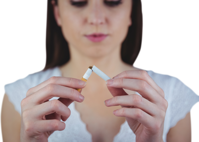 Woman Snapping Cigarette in Half, Transparent Background - Download Free Stock Videos Pikwizard.com