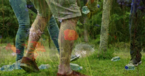 Animation of Italian Flag Waving Over Soldiers Marching in Forest