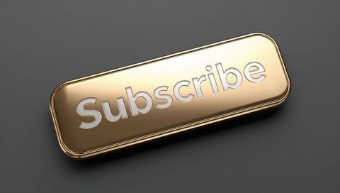 Gold subscribe button 3d glossy cta for premium subscription and landing pages