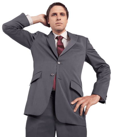 Confident Caucasian Businessman Thinking Pose on Transparent Background