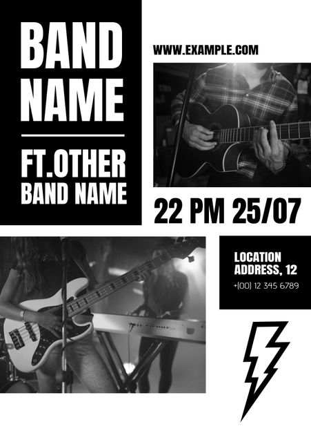 Live Band Performance Poster Featuring Guitarists and Location Details - Download Free Stock Templates Pikwizard.com