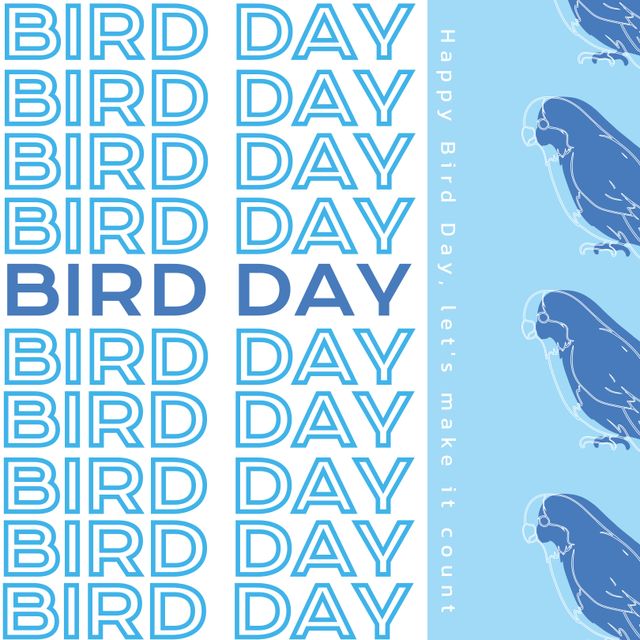 Happy Bird Day Celebration Graphic with Bluebirds and Inspirational Text - Download Free Stock Templates Pikwizard.com