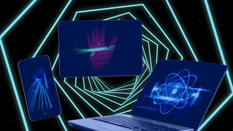 Futuristic Technology Screens in Virtual Cyber Interface