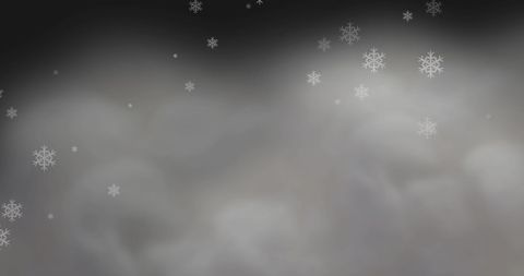 Falling snowflakes on misty grey clouds for winter backdrop