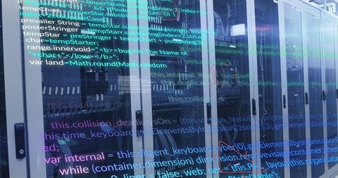 Mathematical Equations Projected Over Server Room - Download Free Stock Images Pikwizard.com