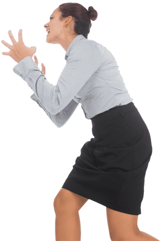 Furious Caucasian Businesswoman Expressing Anger on Transparent Background