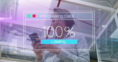 Businesswoman Exploring Digital Processing Interface