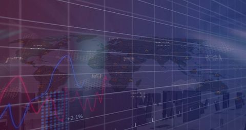 Global Financial Data Analysis with Dynamic Graphs on World Map - Download Free Stock Images Pikwizard.com
