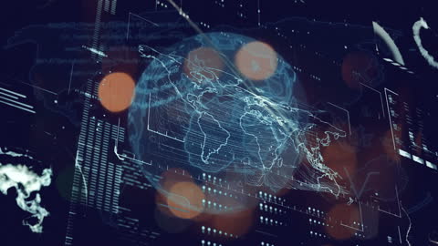 Digital Globe Animation with Data and Night Traffic Lights