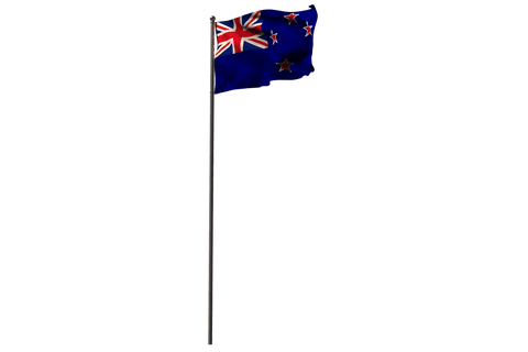 transparent waving new zealand flag on pole against clear background - Download Free Stock Videos Pikwizard.com