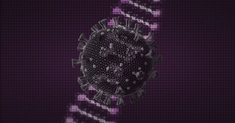 Futuristic virus model with dna sequence contrast background