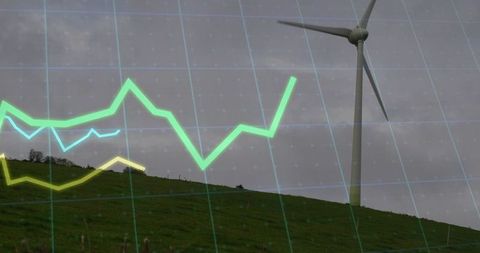 Wind Turbine and Graph Overlapping Sustainable Energy Concept