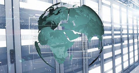 Global Technology and Data Processing in Modern Server Room - Download Free Stock Images Pikwizard.com