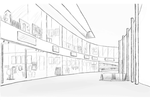 architectural transparent sketch of modern mall design concept - Download Free Stock Videos Pikwizard.com