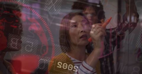 Team Analyzing Financial Data with Global Focus