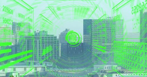 Futuristic Interface Overlaid on Urban Cityscape - Download Free Stock Images Pikwizard.com