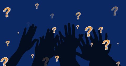 Silhouetted Hands Reaching with Question Marks - Download Free Stock Images Pikwizard.com