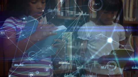 Diverse Children Exploring Futuristic Digital Network Technology