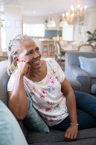 Relaxed Senior African American Woman Comfortable at Home