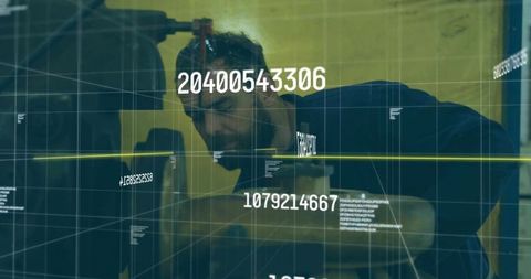 Technician Inspecting Industrial Cylinder Using Augmented Reality HUD for Diagnostics