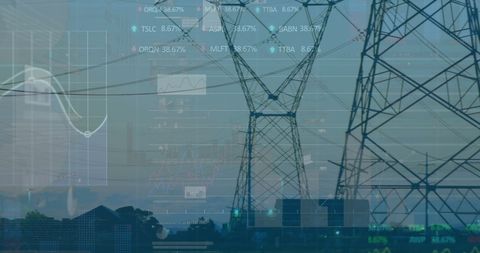 Stock Market Data Merging with Urban Power Lines - Download Free Stock Images Pikwizard.com