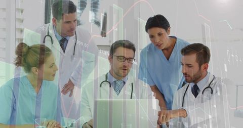 Medical team analyzing digital health data