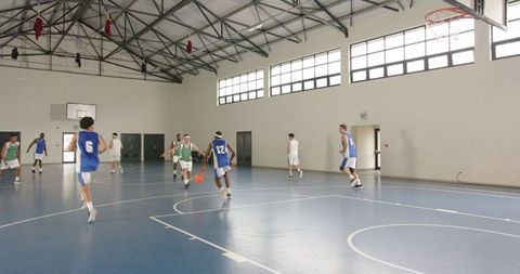Basketball Practice Indoor Court Men in Action